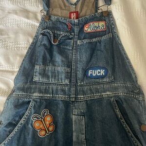 Old School Denim Painters Overalls with Patches